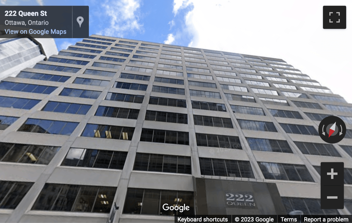 Street View image of 222 Queen Street, 10th floor, Ottawa
