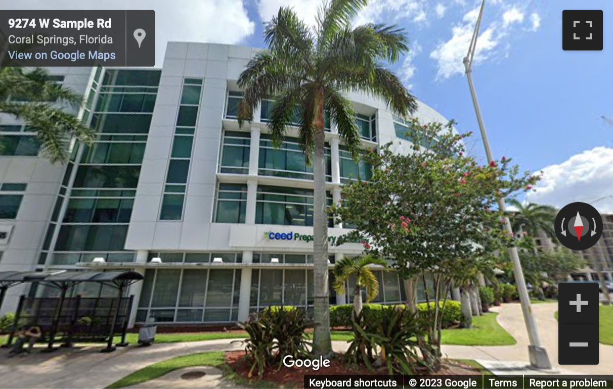 Street View image of 3301 North University Drive Suite 100, Coral Springs, Florida