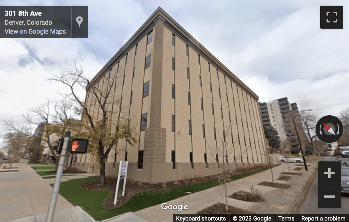 Street View image of 800 Grant Street, Suite 110 and 310, Denver, CO 80203, Colorado