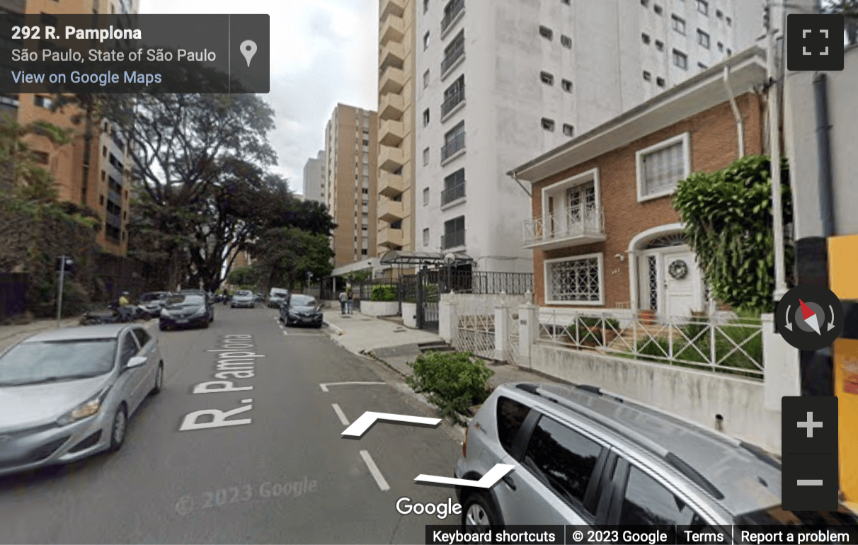Street View image of Rua Pamplona, 287, Bela Vista, Sao Paulo