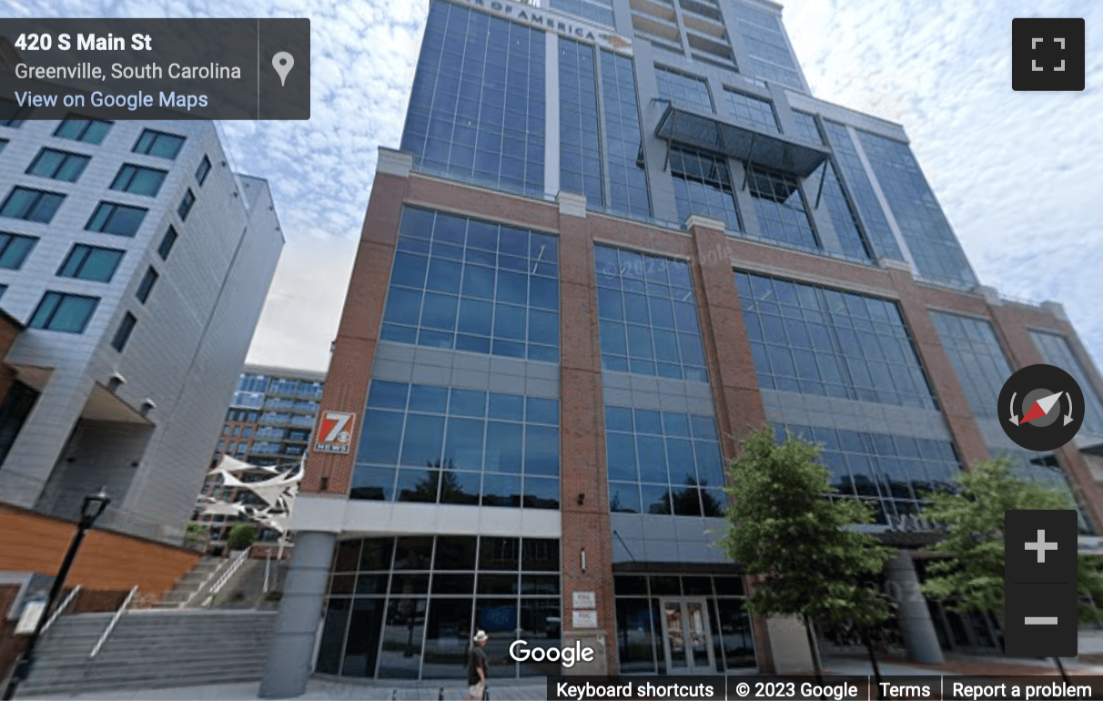 Street View image of 355 S. Main St, 1st and 2nd Floor, Greenville, South Carolina