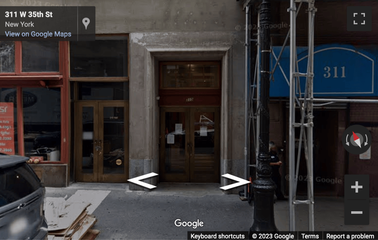 Street View image of 315 West 35th Street, New York City