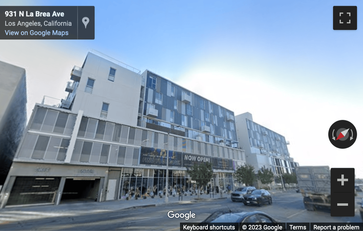 Street View image of 925 North La Brea Avenue, 4th Floor, Los Angeles, California