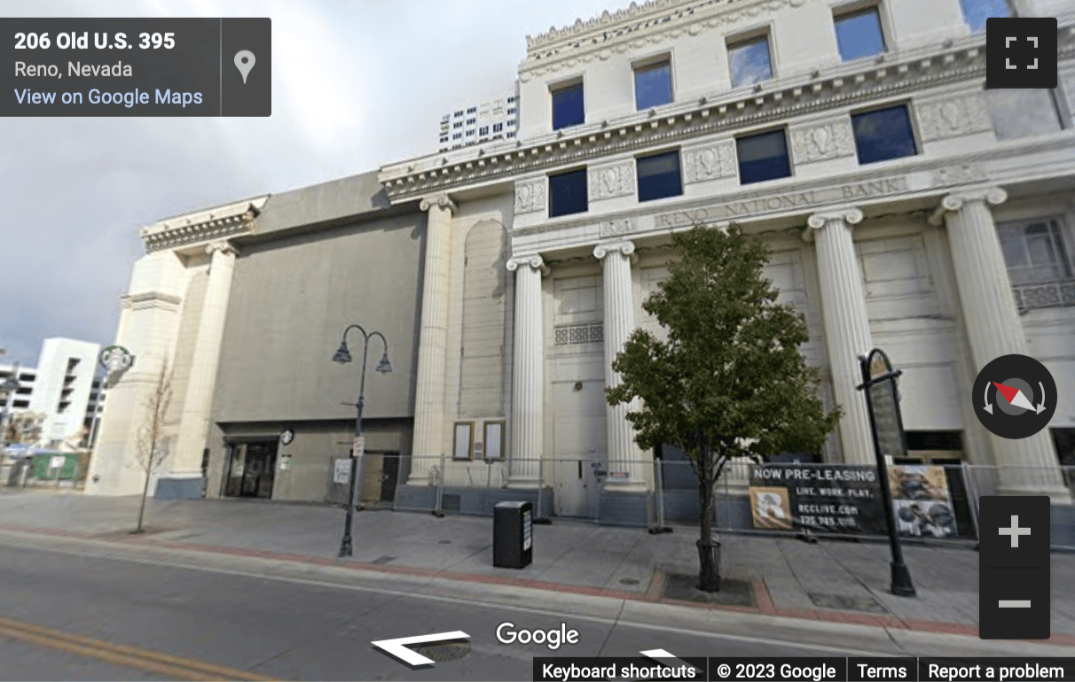 Street View image of 206 North Virginia Street, 2nd, 3rd and 4th Floor, Reno, Nevada