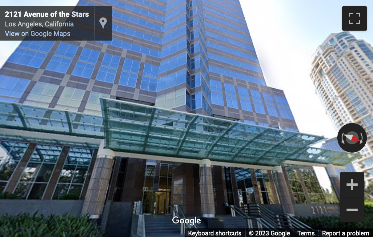 Street View image of 2121 Avenue of the Stars, Suite 800, Fox Plaza, Century City, California