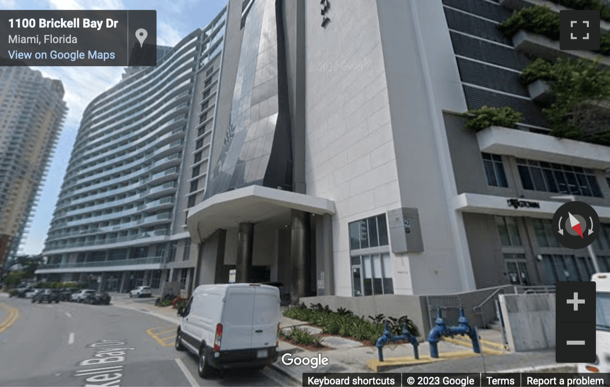 Street View image of 1100 Brickell Bay Drive, Panorama Tower, Suite 1600, Miami, Florida