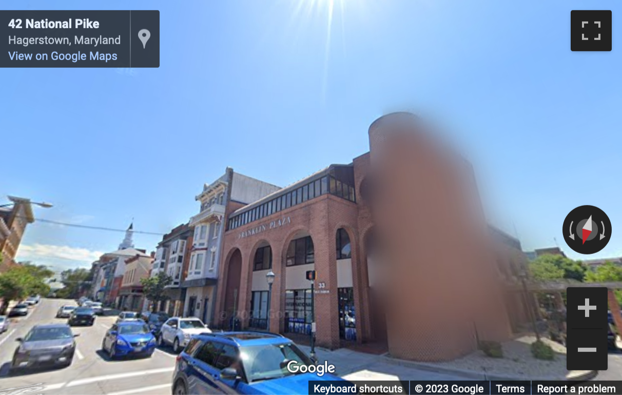 Street View image of 33 West Franklin Street, 2nd & 3rd Floor, Hagerstown, Maryland
