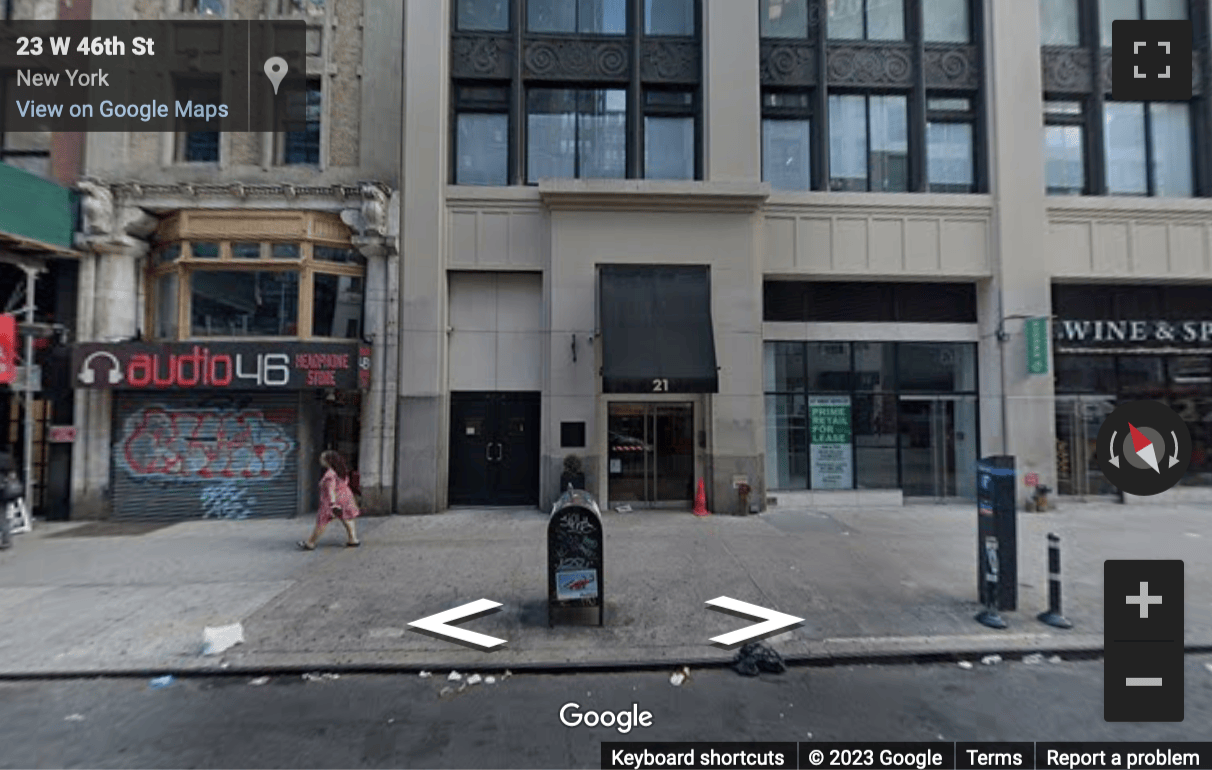 Street View image of 21 West 46th Street, New York City
