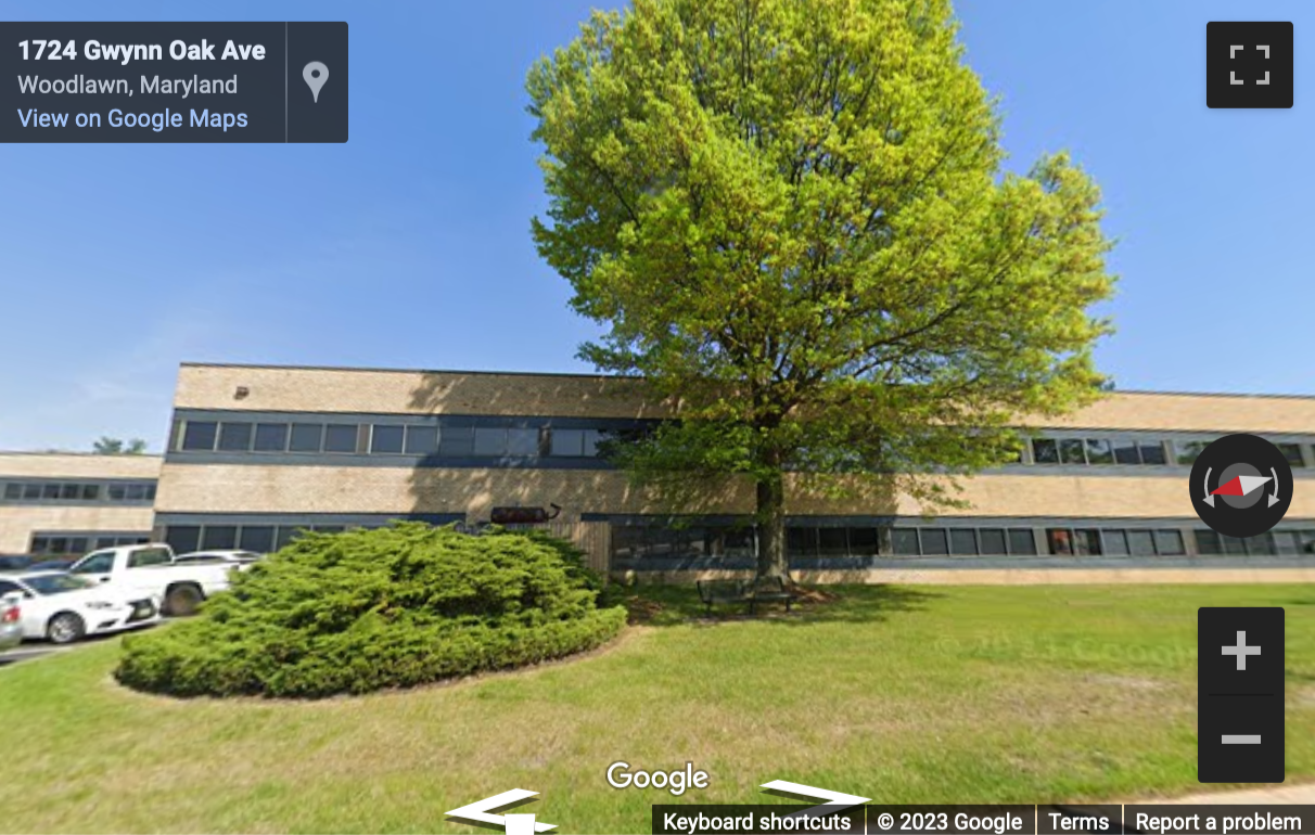 Street View image of 6340 Security Boulevard, Suite 100, Baltimore, Maryland