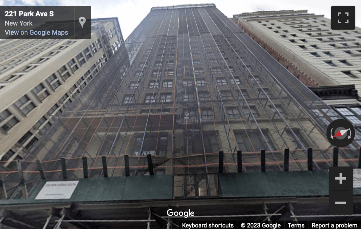 Street View image of 215 Park Avenue South, 9th, 11th, and 12th Floor, New York City