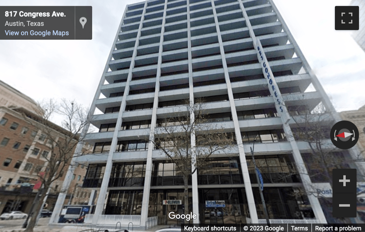 Street View image of 823 Congress Avenue, Floor 3rd, 4th, 7th and 8th, Austin, Texas