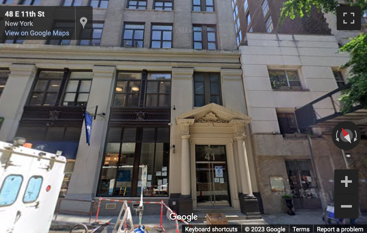 Street View image of University Place, 41 East 11th Street, 9th, 10th & 11th Floor, New York City