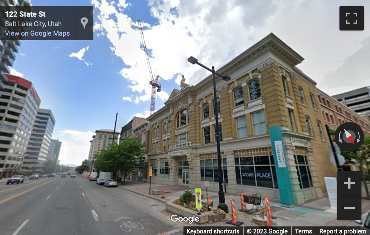 Street View image of 132 South State Street, City Center, Salt Lake City, Utah