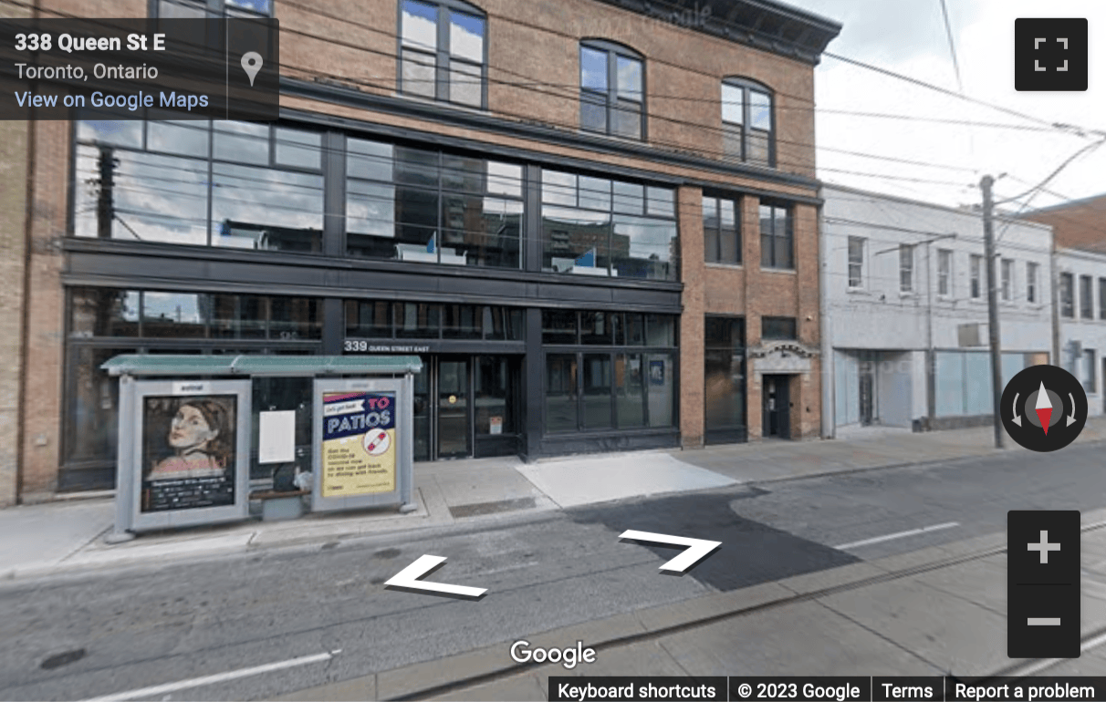 Street View image of 339 Queen Street East, Toronto, Ontario
