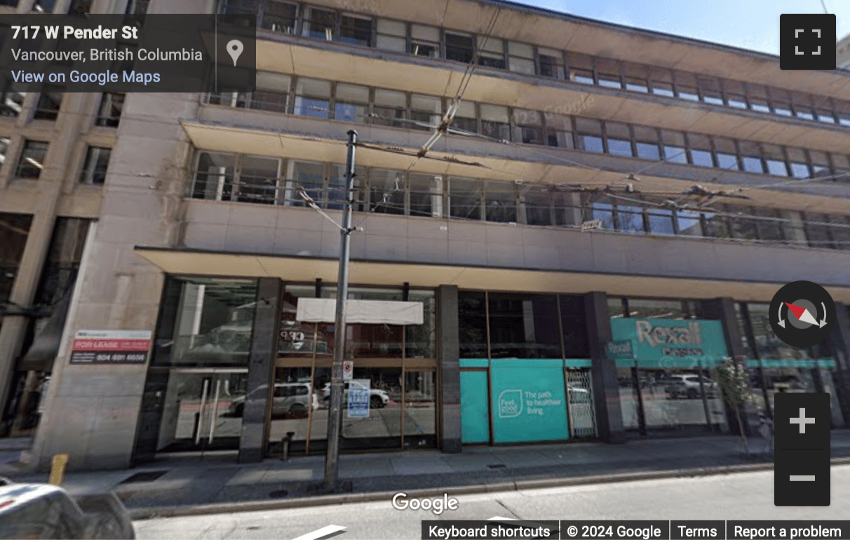 Street View image of 717 West Pender, Vancouver, British Columbia