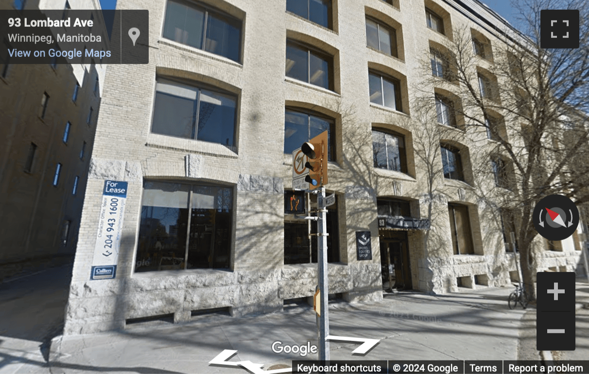 Street View image of 93 Lombard Avenue, 2nd Floor, Winnipeg, Manitoba