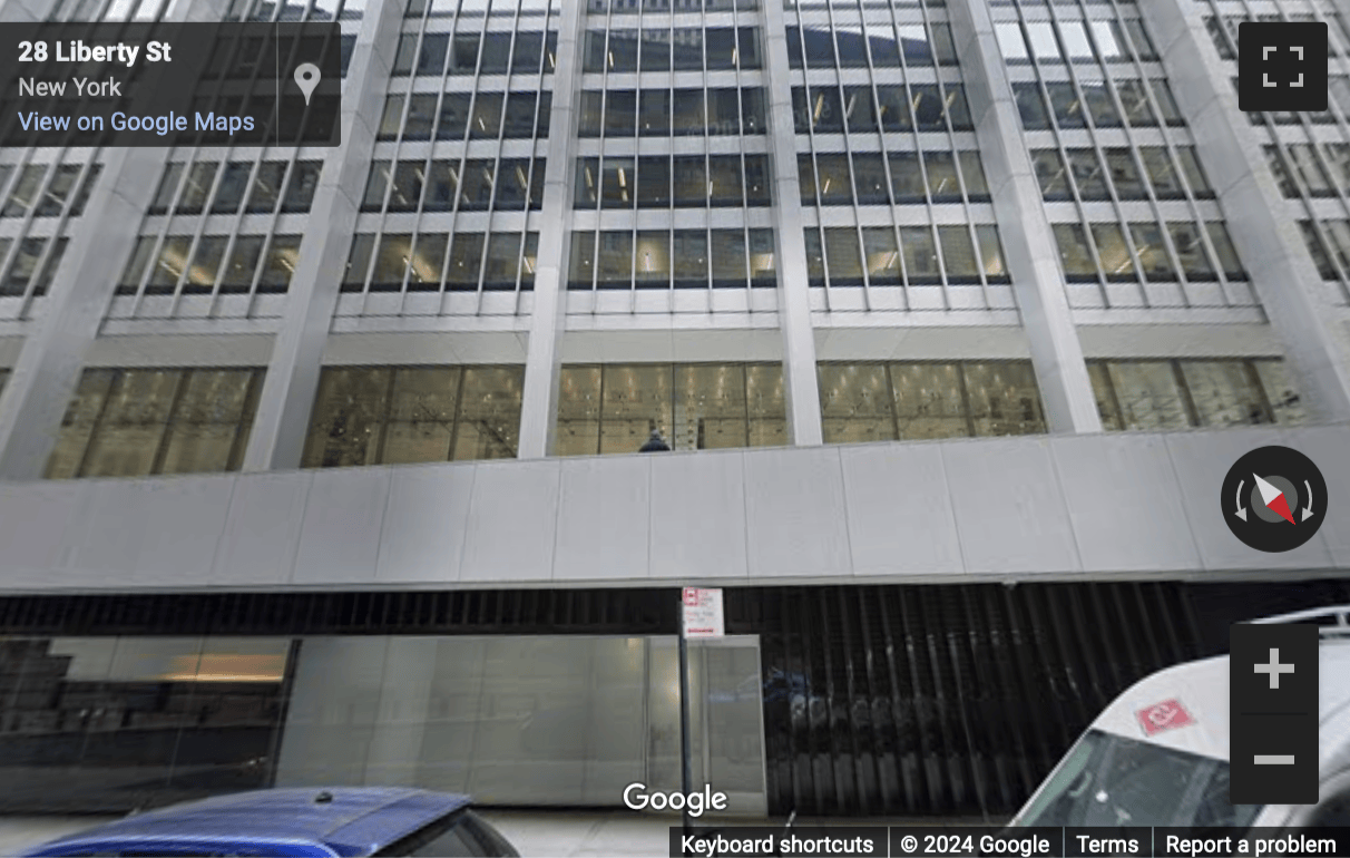 Street View image of 28 Liberty Street, 6th Floor, New York City