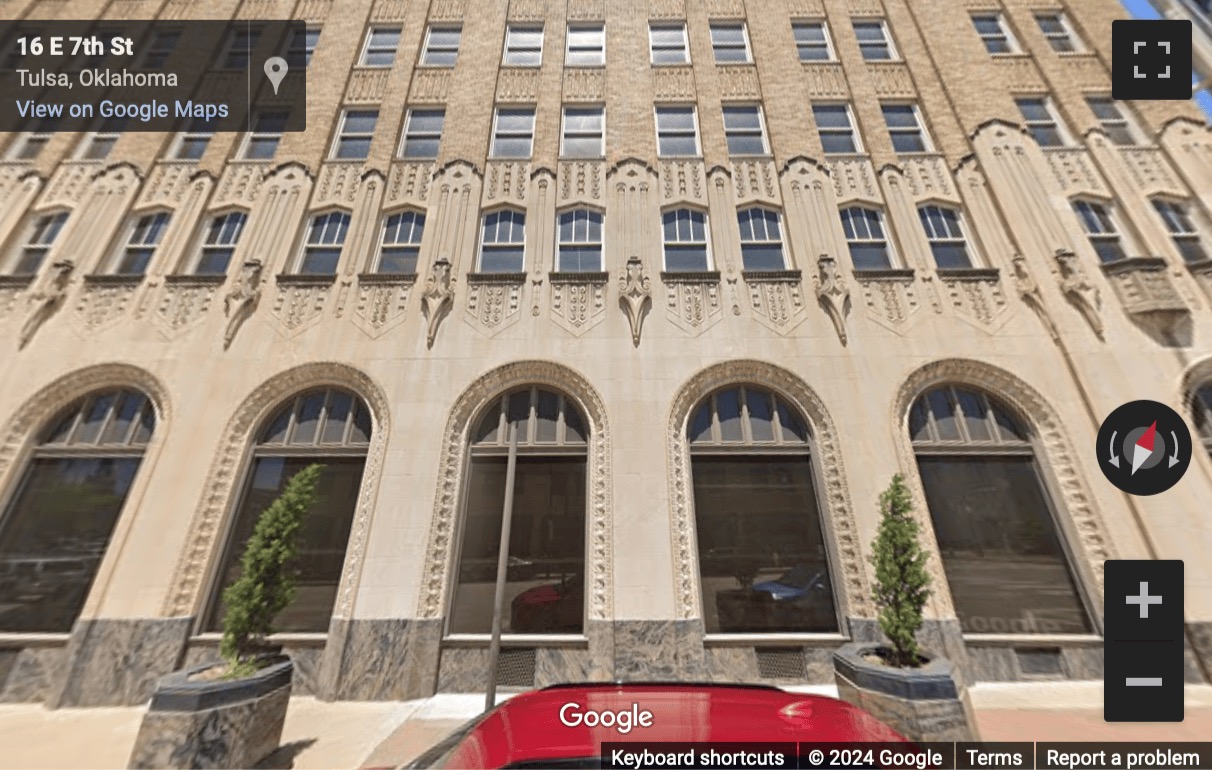 Street View image of 624 South Boston Avenue, 1st, 5th & 6th Floors, Tulsa, Oklahoma