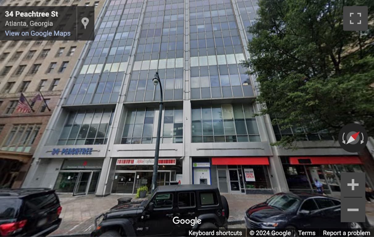 Street View image of 34 Peachtree St SW, 28th floor, Atlanta, Georgia
